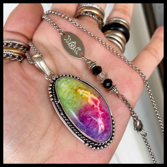 SOLD IN A BUNDLE . Sterling silver rainbow solar - Picture 2 of 8